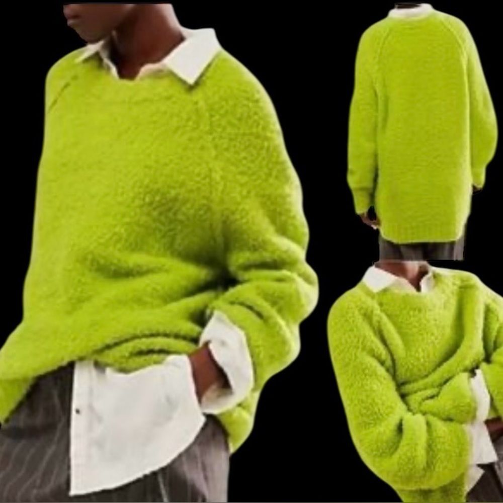 Free People | FP Teddy Tunic Sweater | Lime Green Oversize Slouchy Sweater NWT